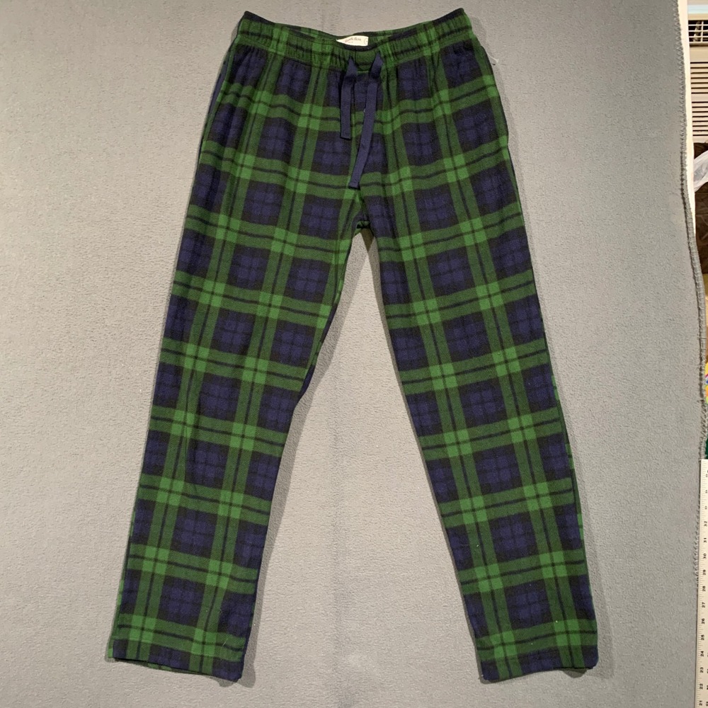 Goodfellow & Co Pajama Pants Men Medium Green Navy Plaid Fleece Lounge Sleepwear